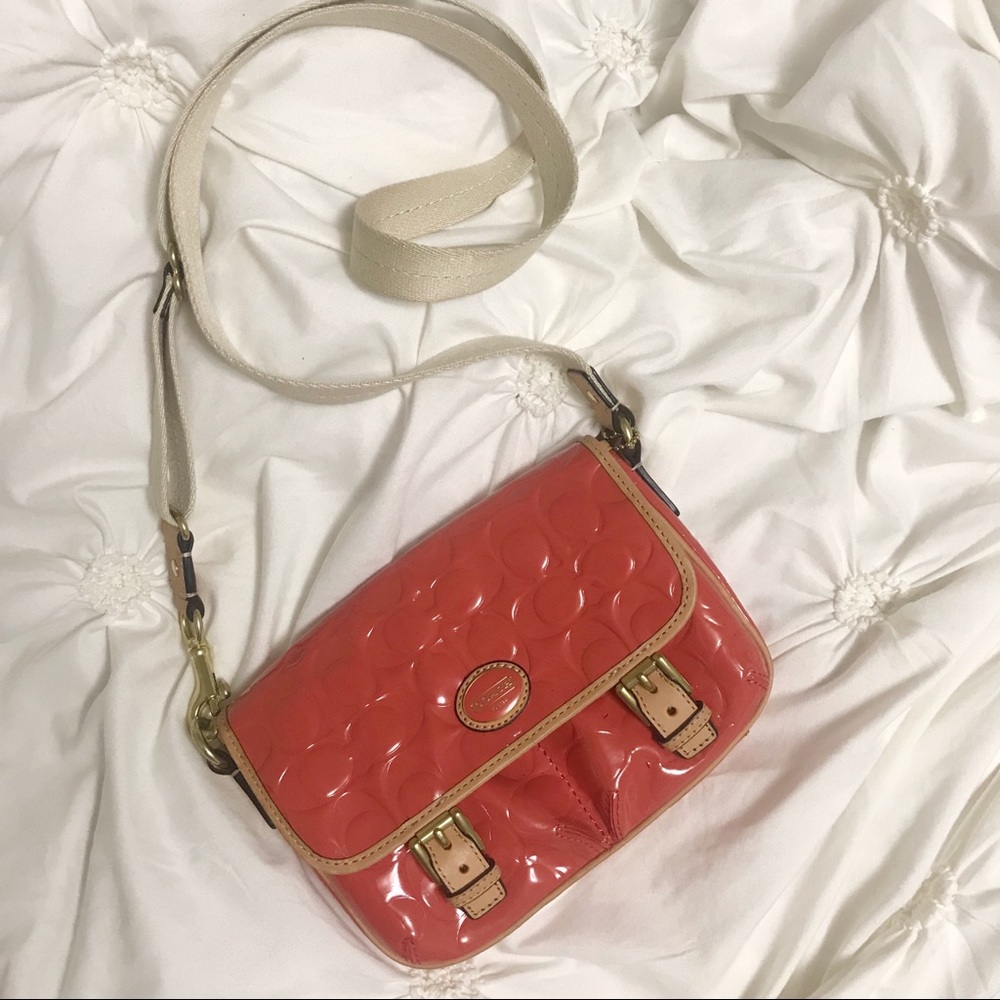 Tangerine/Coral Crossbody Coach Purse